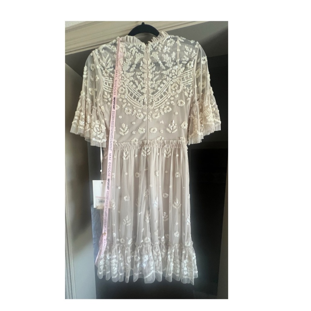 Mac Duggal 9143 Short Sleeve Cocktail Party Dress Nude SIZE 4 NWT - Picture 4 of 9